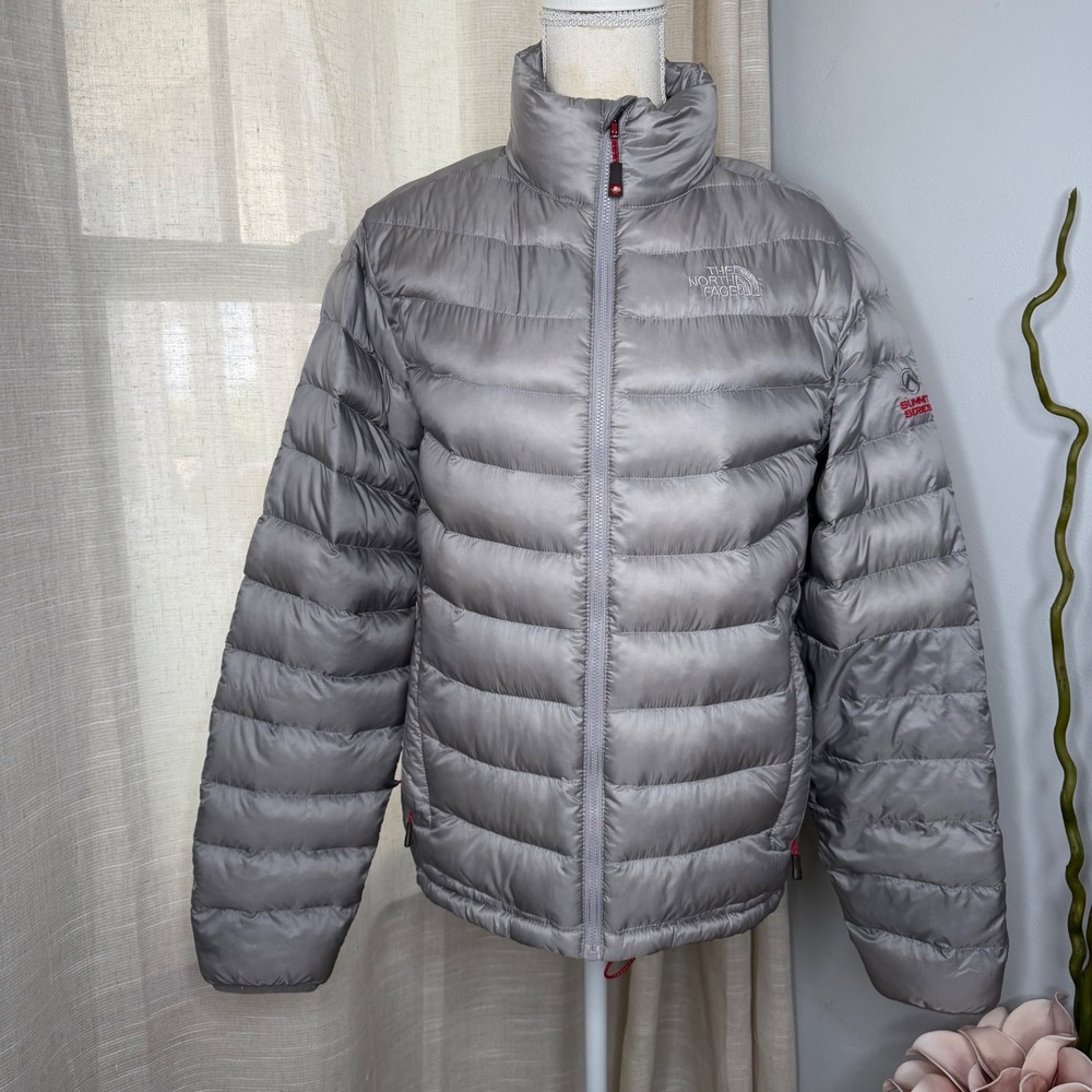 North Face Summit Series 800 Down Puffer Jacket Silver Gray Women's Size Large
